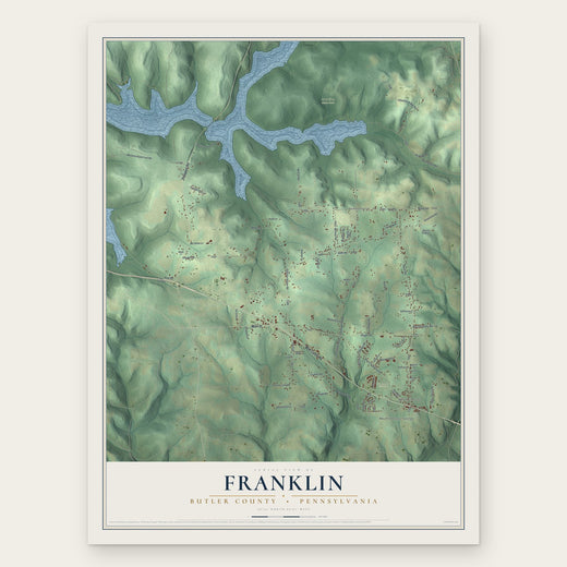 Franklin, Butler County, Pennsylvania map print, the full design