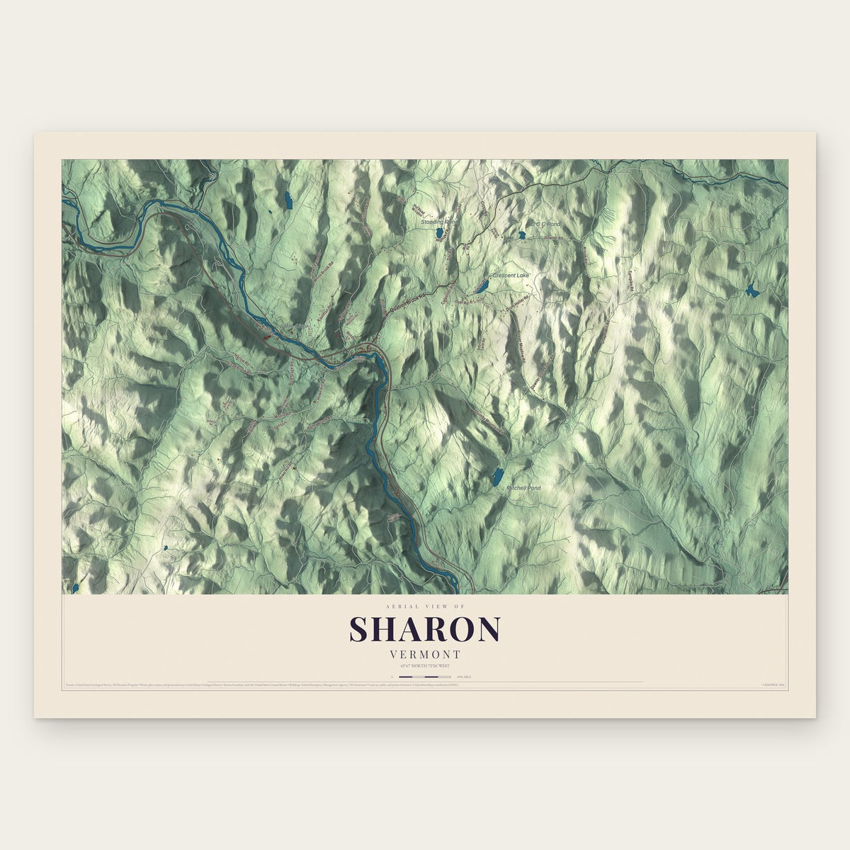 Sharon, Vermont map print, the full design