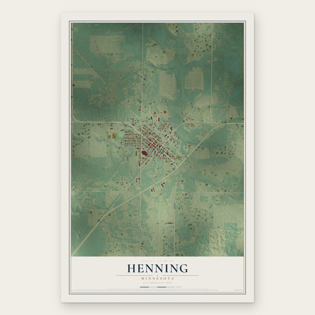 Henning, Minnesota map print, the full design
