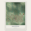 Granville, Illinois map print, the full design