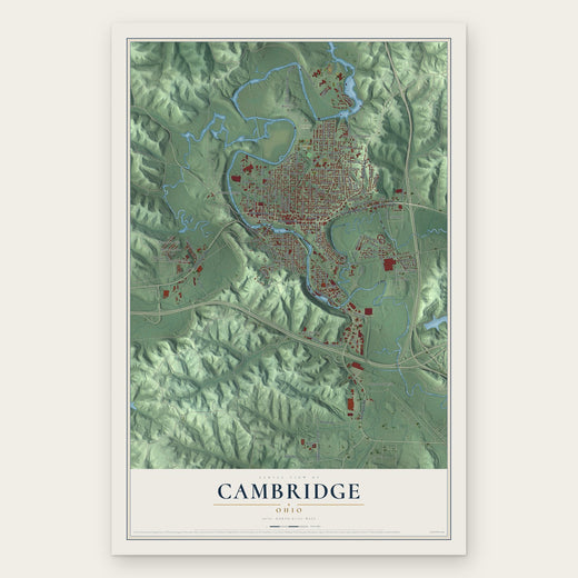 Cambridge, Ohio map print, the full design