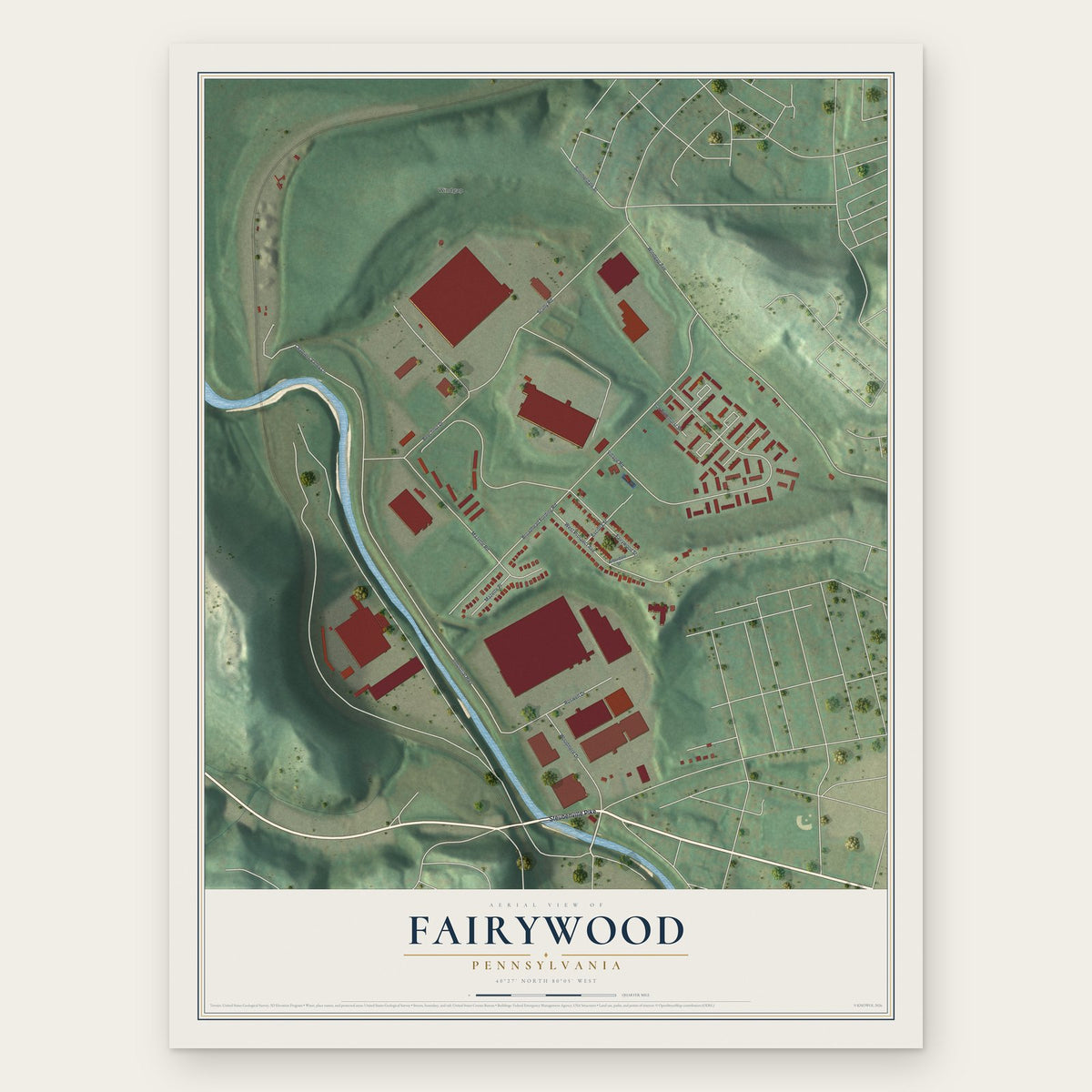 Fairywood, Pennsylvania map print, the full design