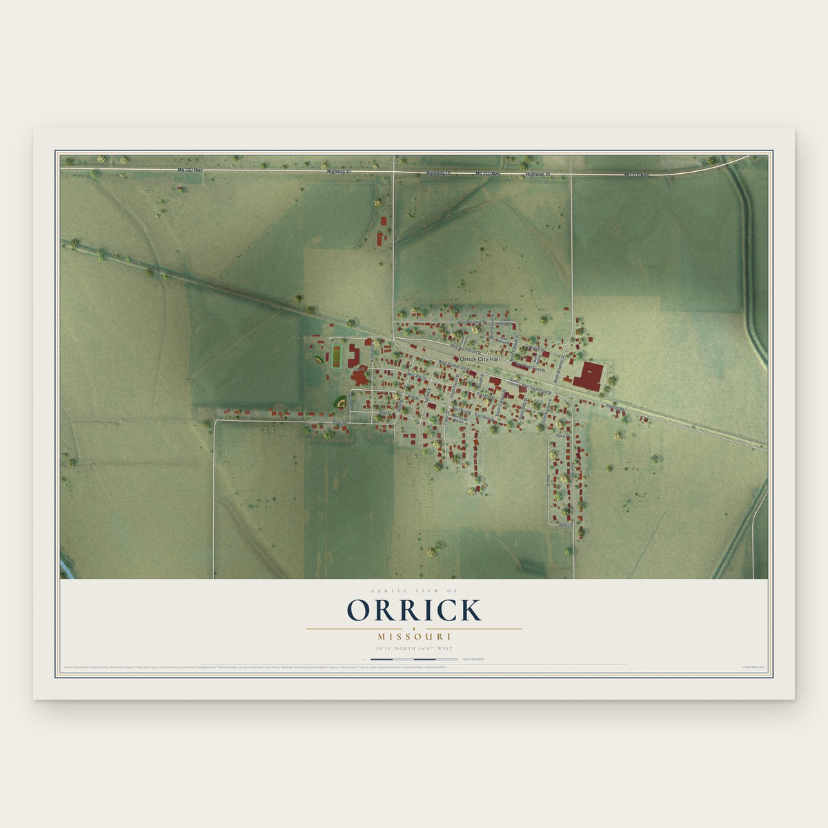 Orrick, Missouri map print, the full design