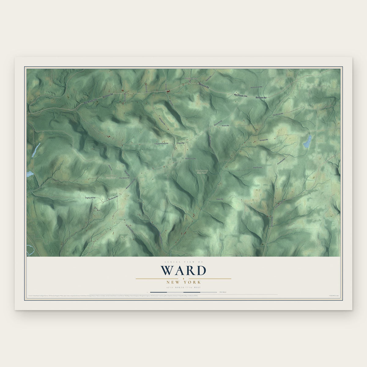 Ward, New York map print, the full design