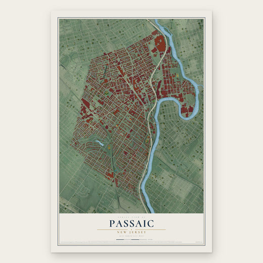 Passaic, New Jersey map print, the full design