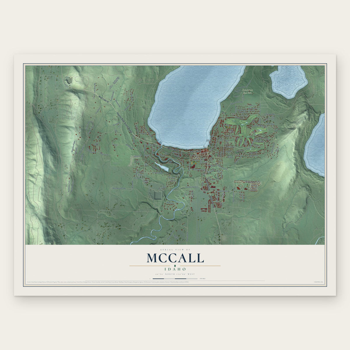 McCall, Idaho map print, the full design
