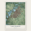 Lake Charles, Louisiana map print, the full design
