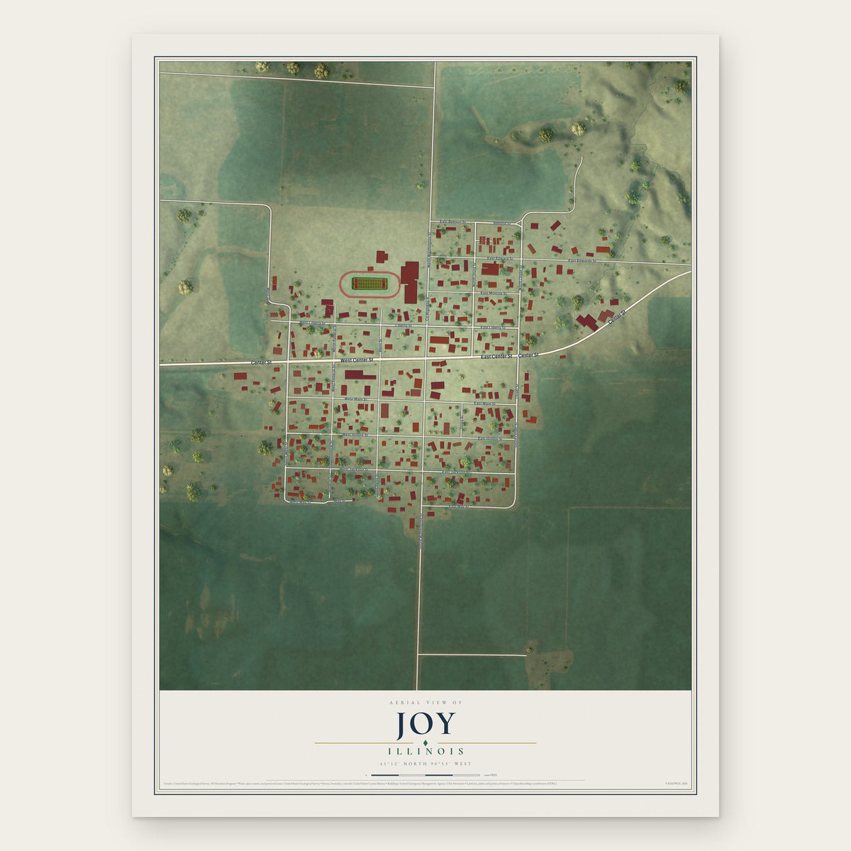 Joy, Illinois map print, the full design