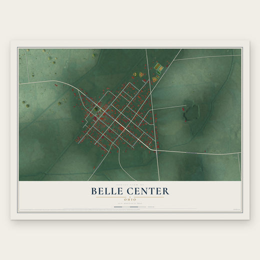 Belle Center, Ohio map print, the full design