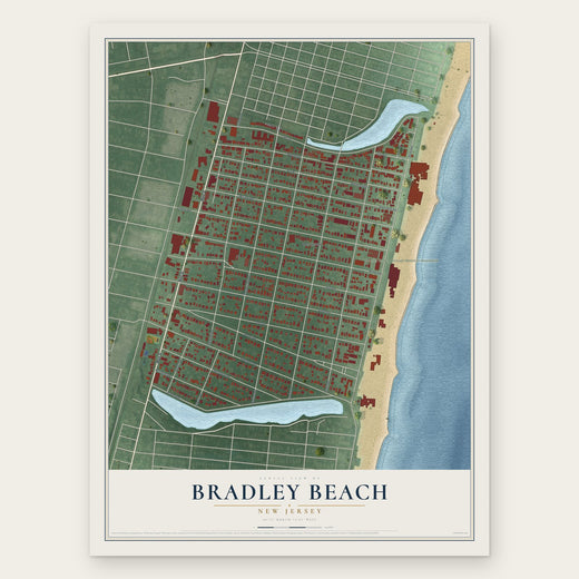 Bradley Beach, New Jersey map print, the full design