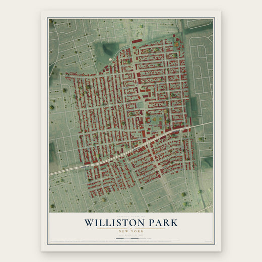 Williston Park, New York map print, the full design