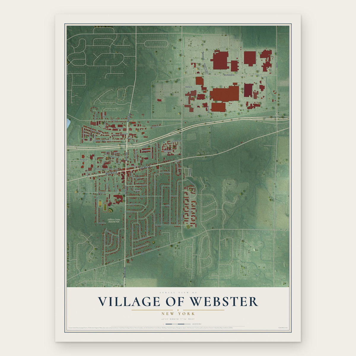 Village of Webster, New York map print, the full design