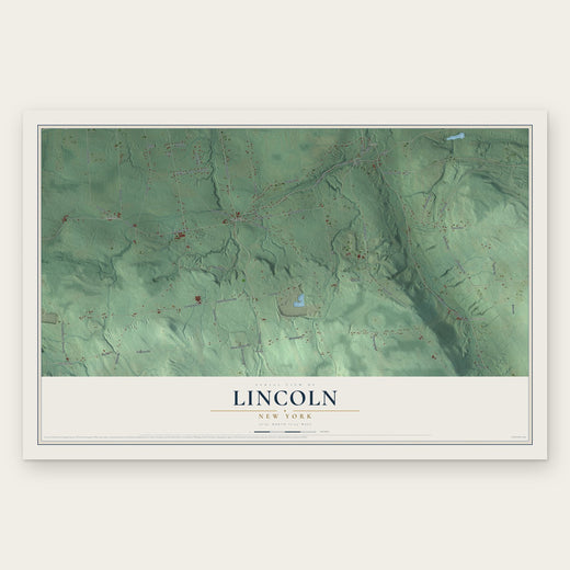 Lincoln, New York map print, the full design