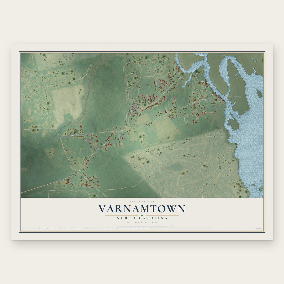 Varnamtown, North Carolina map print, the full design