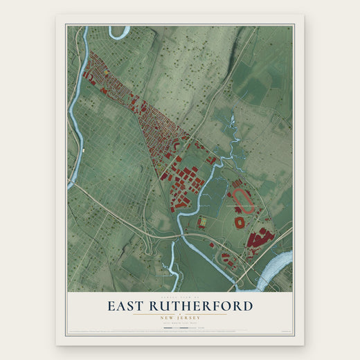 East Rutherford, New Jersey map print, the full design