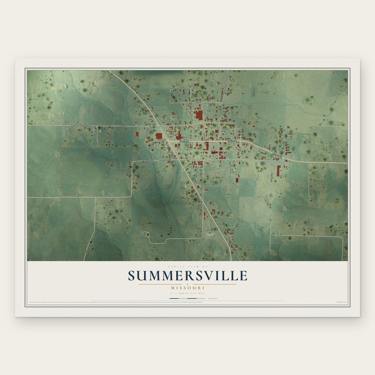 Summersville, Missouri map print, the full design