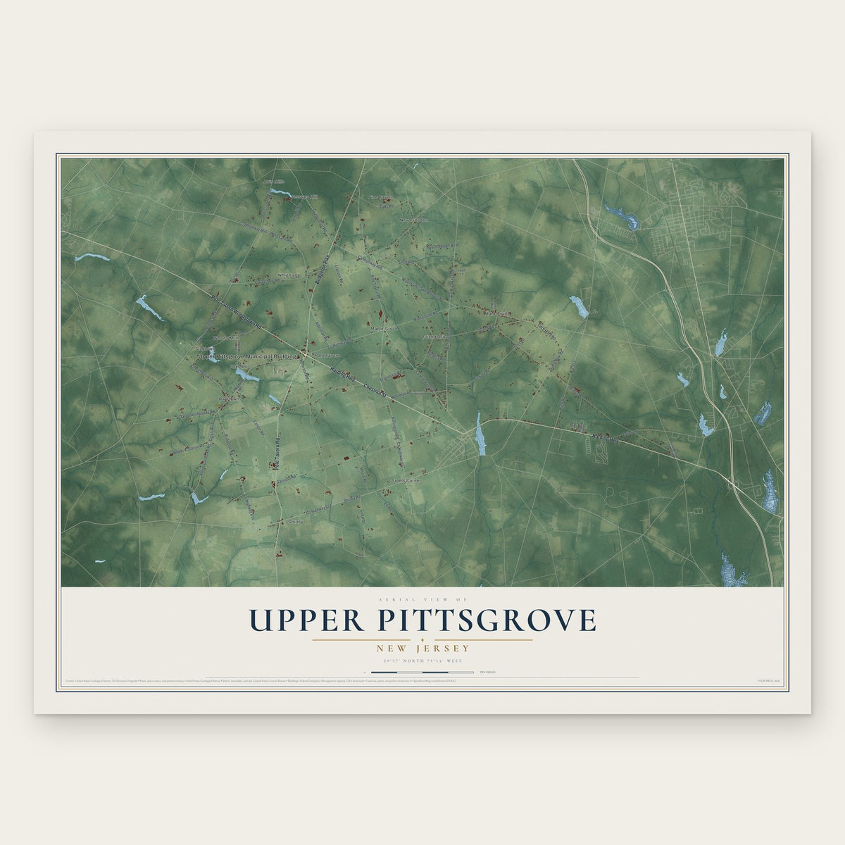 Upper Pittsgrove, New Jersey map print, the full design