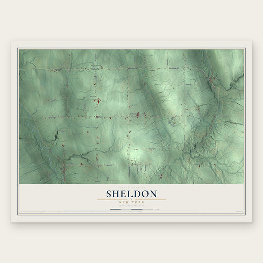 Sheldon, New York map print, the full design