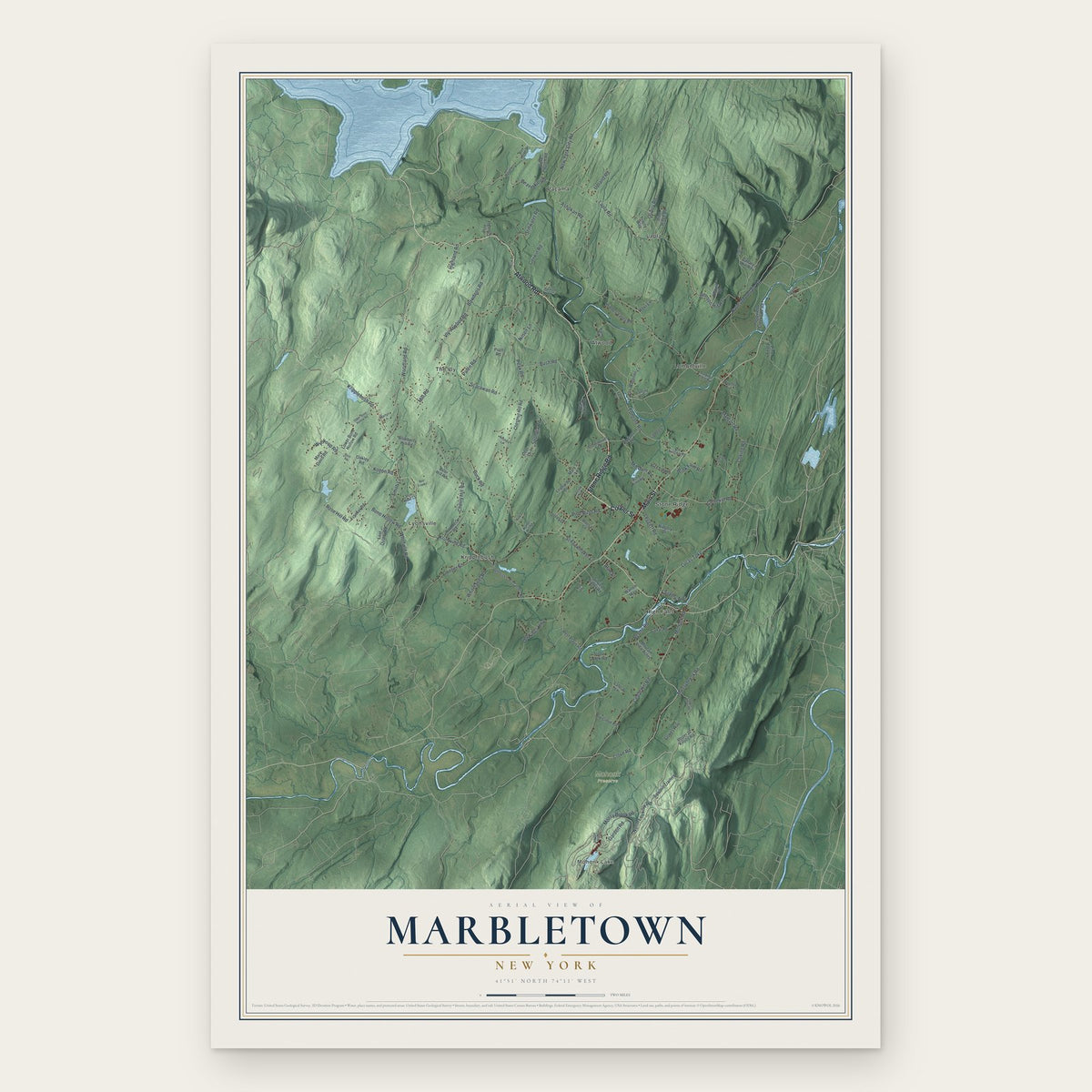 Marbletown, New York map print, the full design