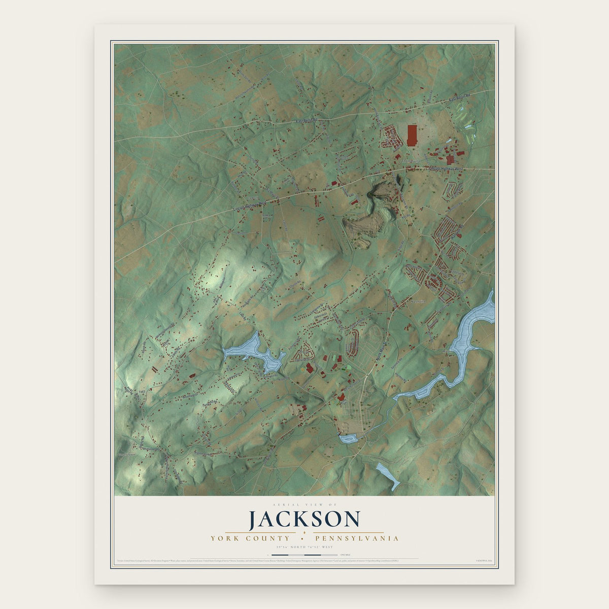 Jackson, York County, Pennsylvania map print, the full design