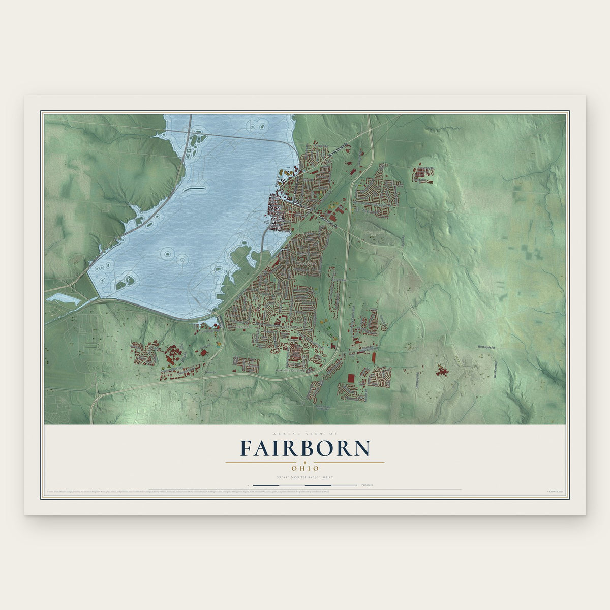 Fairborn, Ohio map print, the full design