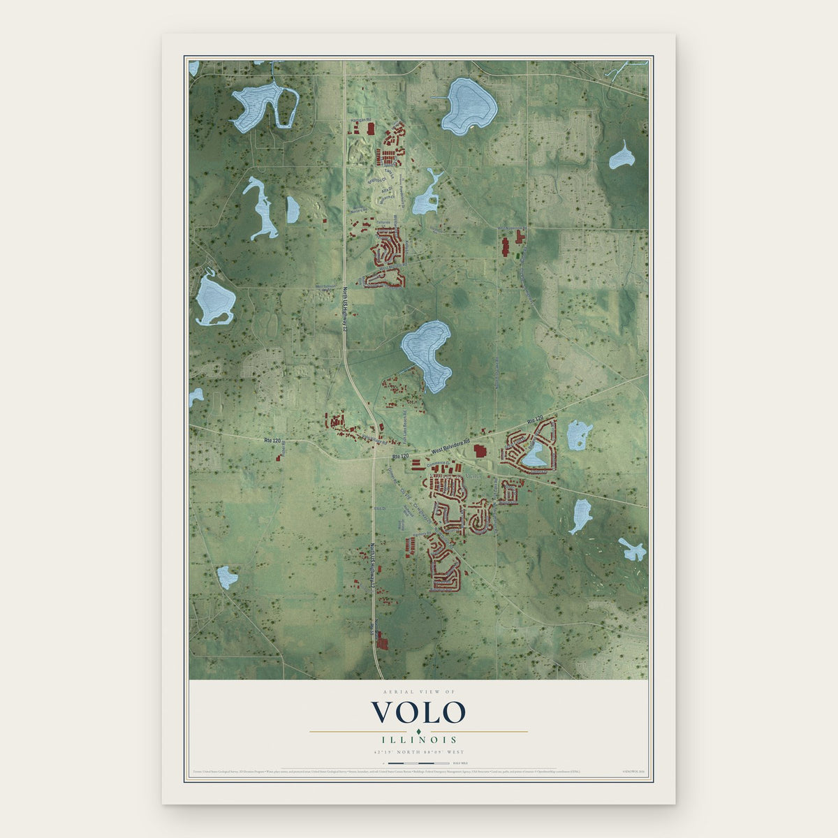Volo, Illinois map print, the full design