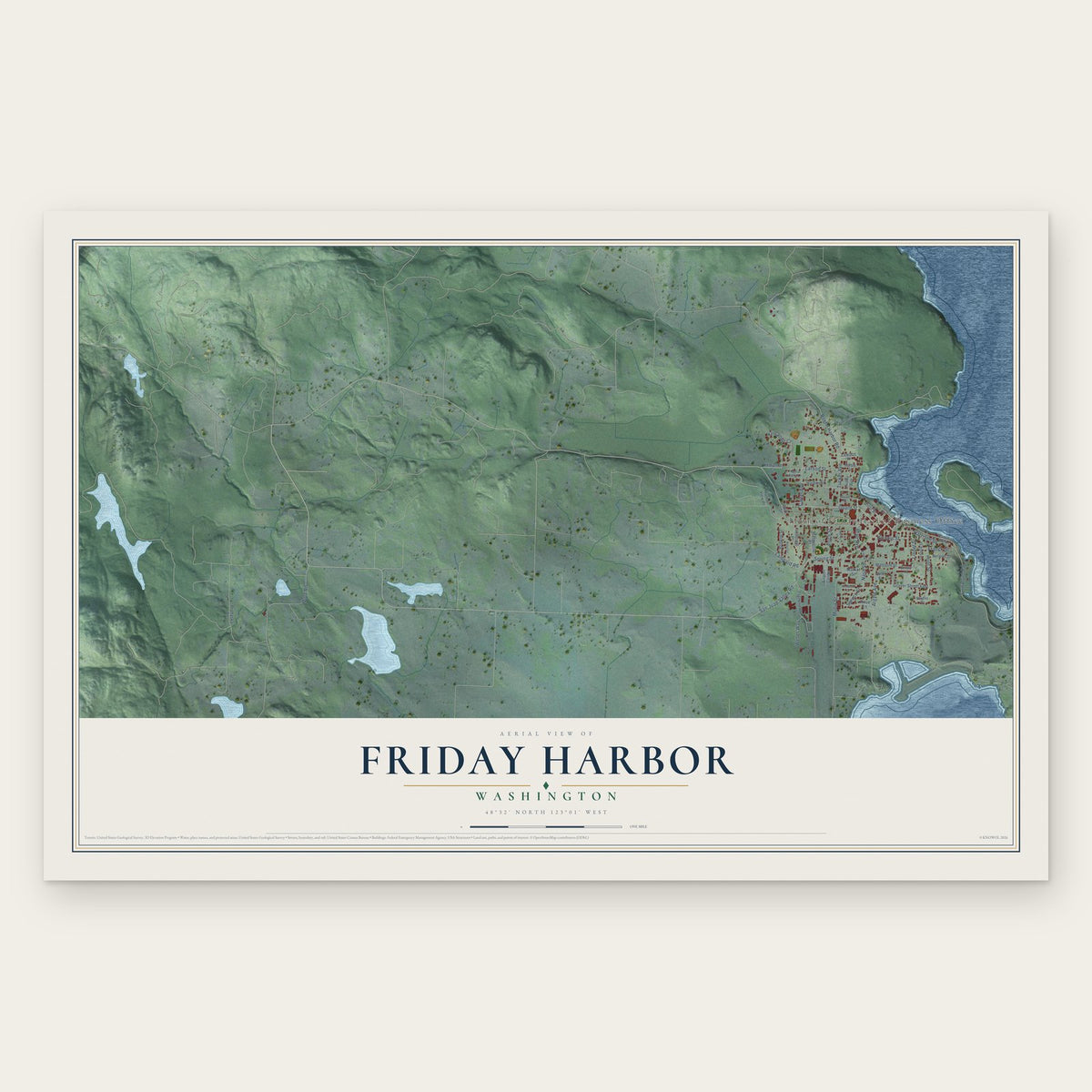 Friday Harbor, Washington map print, the full design