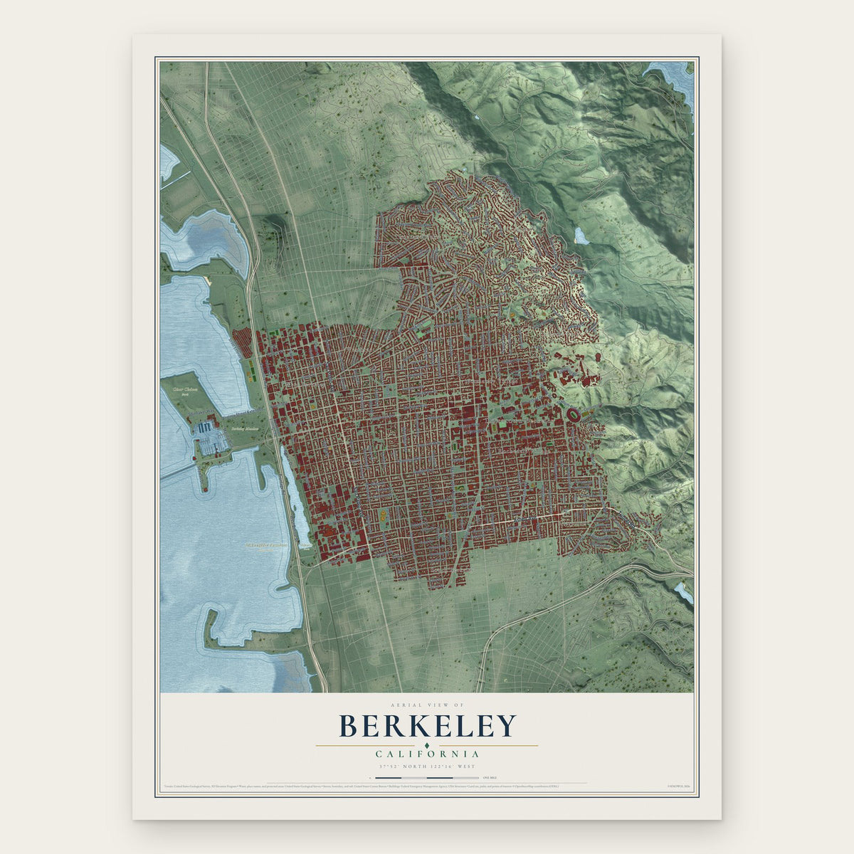 Berkeley, California map print, the full design