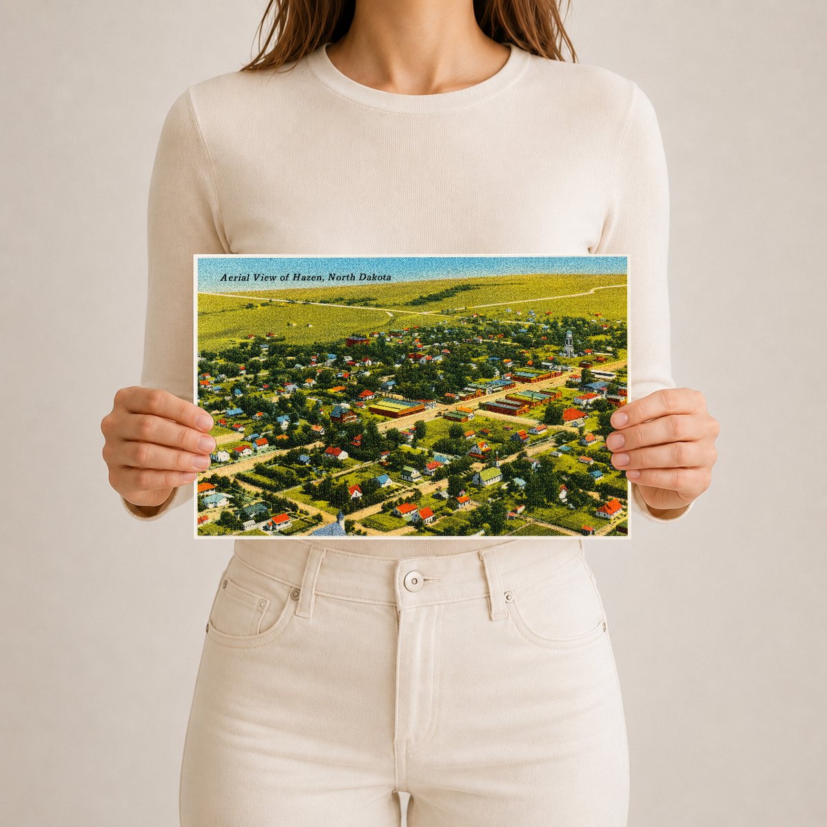 Hazen, ND: Aerial view of Hazen
