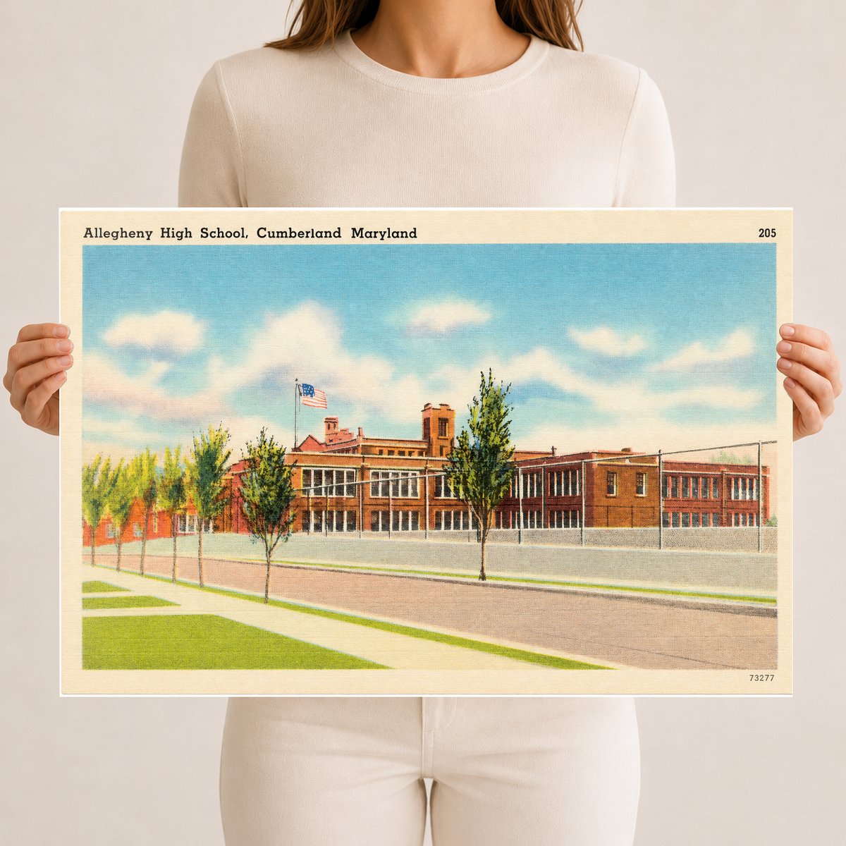 Allegheny High School, Cumberland, Maryland — Vintage Maryland Postcard
