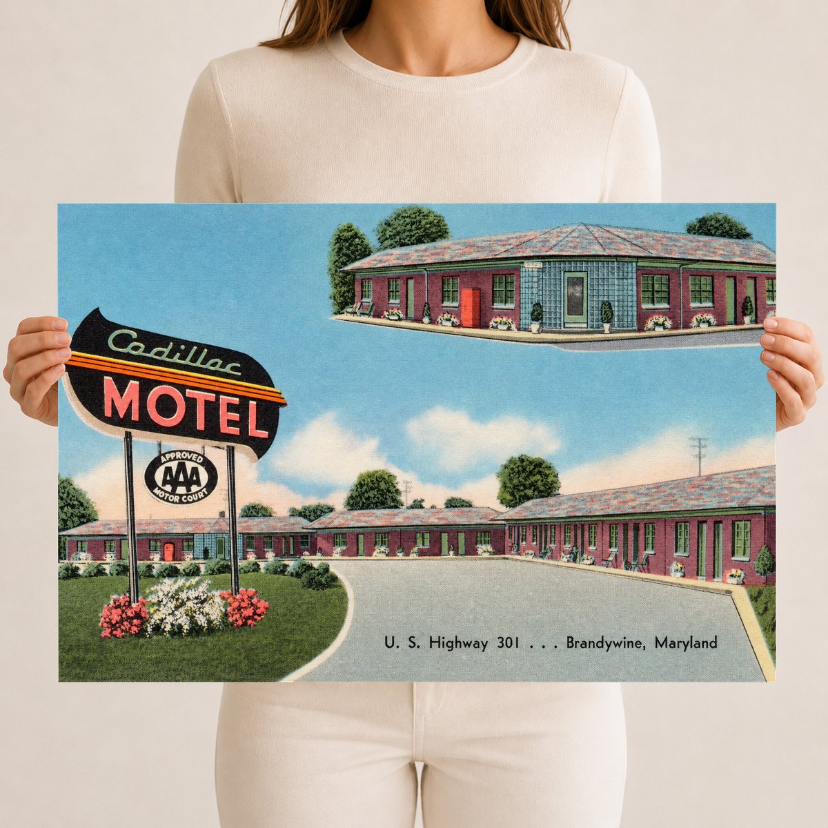 Cadillac Motel, U. S. Highway 301... Brandywine, Maryland — Vintage Maryland Postcard