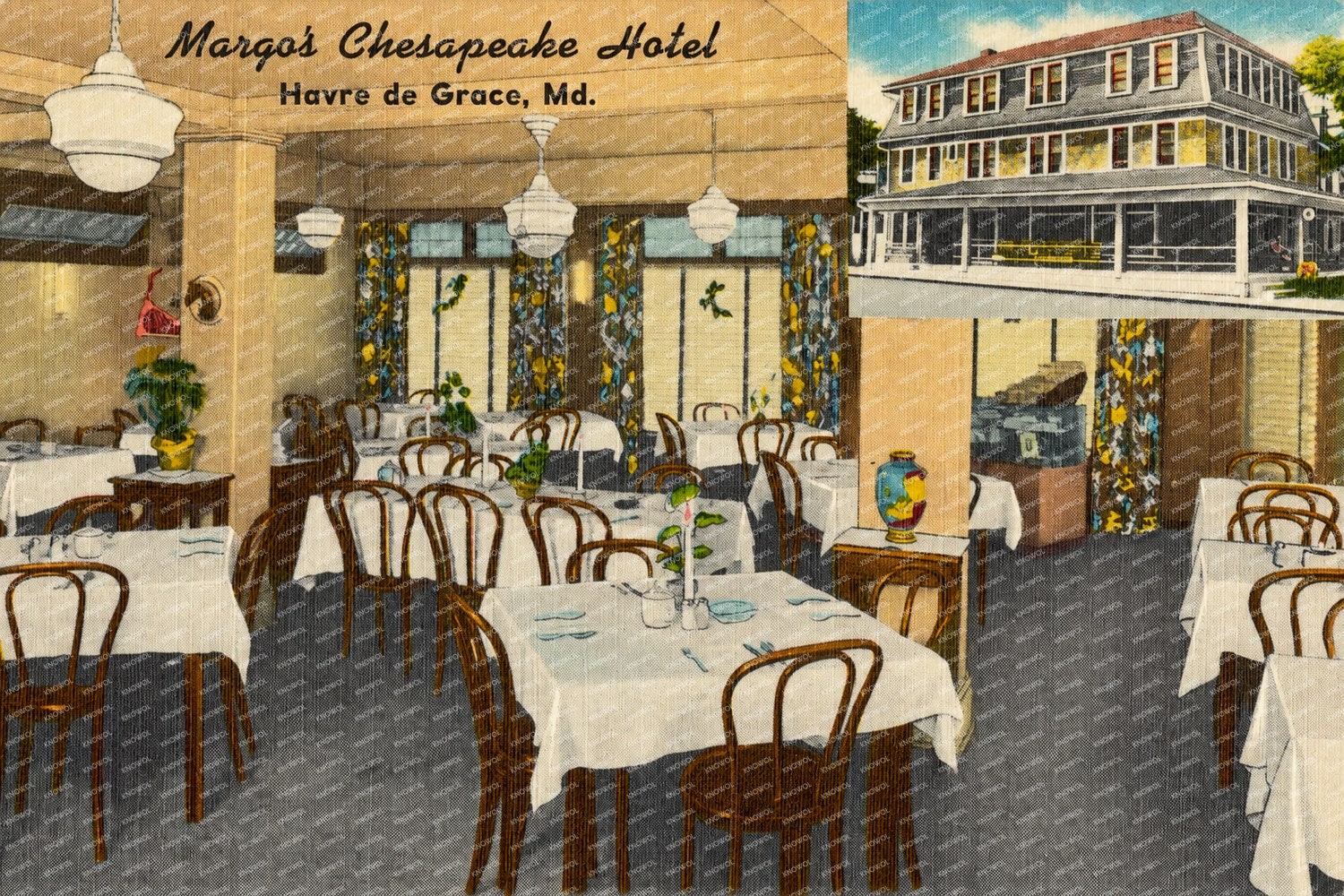 Margo's Chesapeake Hotel, Havre de Grace, MD — Vintage Maryland Postcard