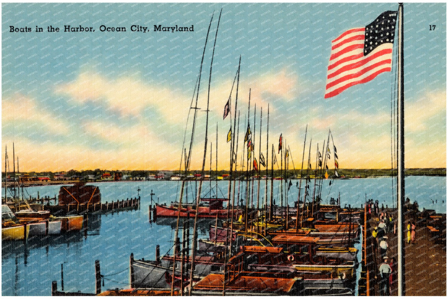 Boats in the harbor, Ocean City, Maryland — Vintage Maryland Postcard