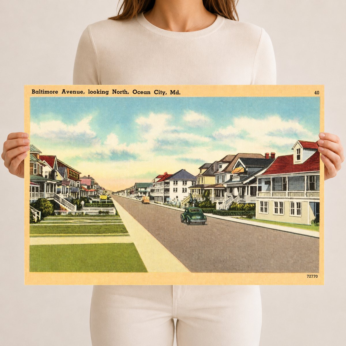 Baltimore Avenue, looking north, Ocean City, MD — Vintage Maryland Postcard