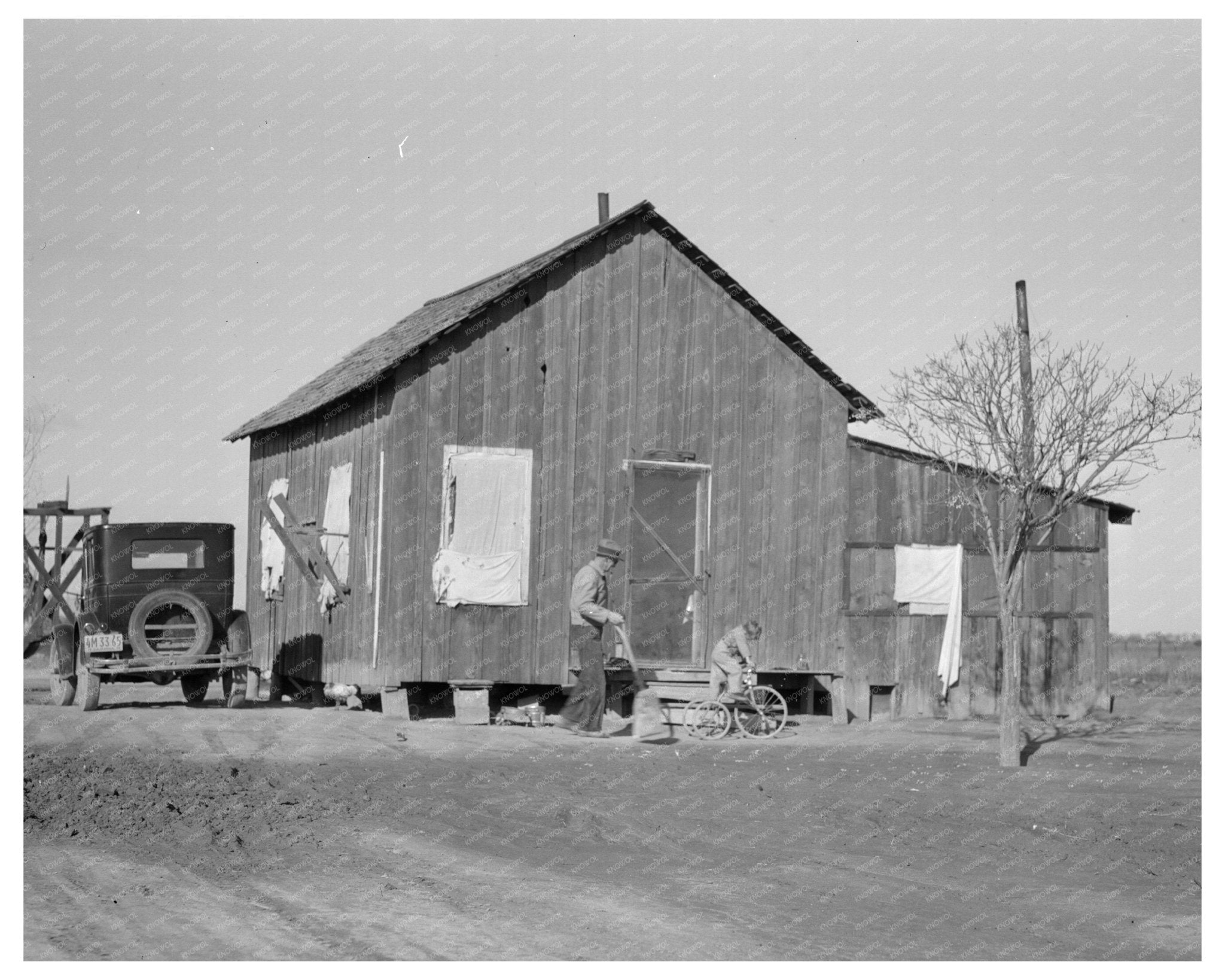 1936 Vintage Image of Migrant Housing in California During the Great Depression - Available at KNOWOL
