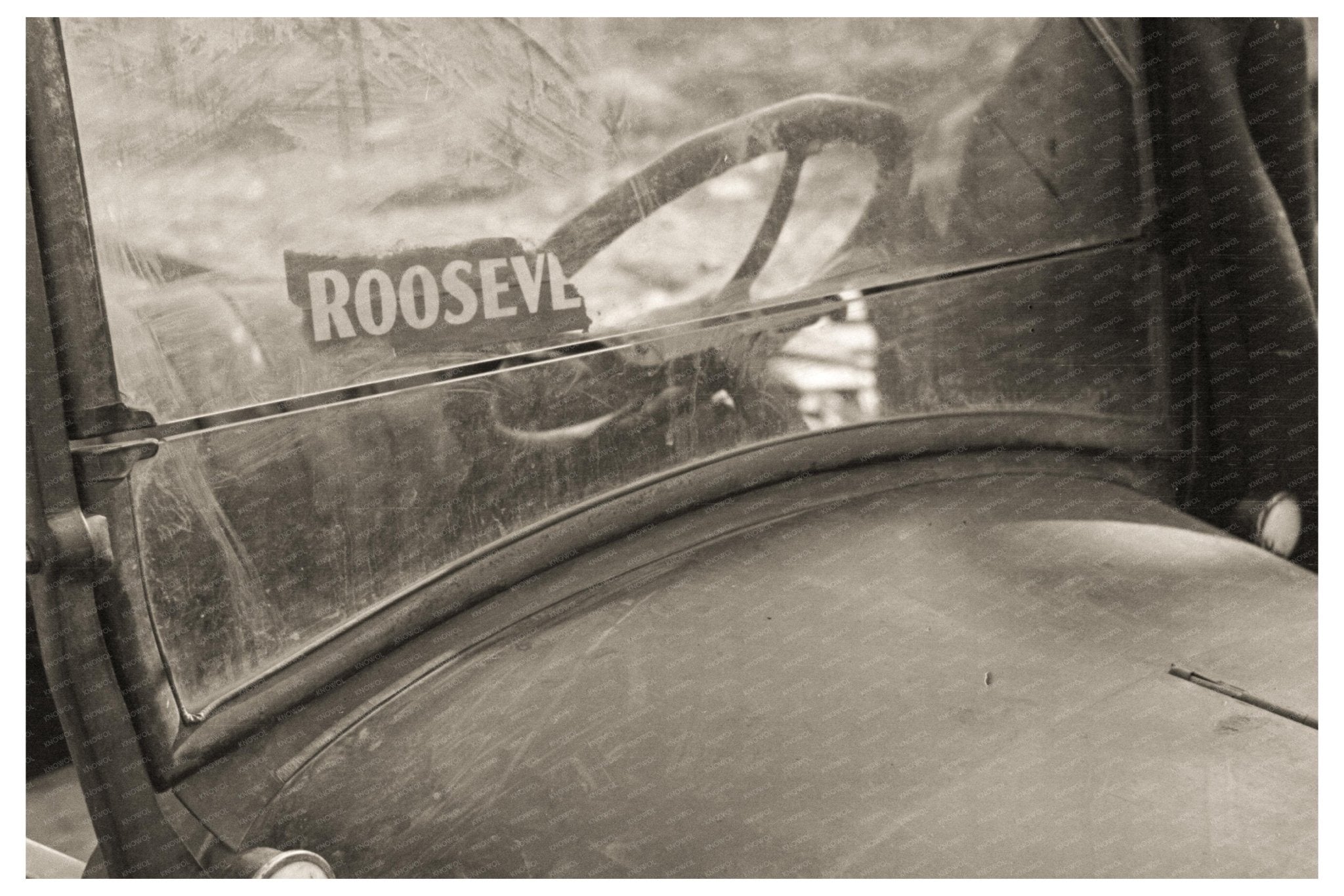 1936 Vintage Photo of Car Windshield in Migrant Labor Camp Sacramento California - Available at KNOWOL