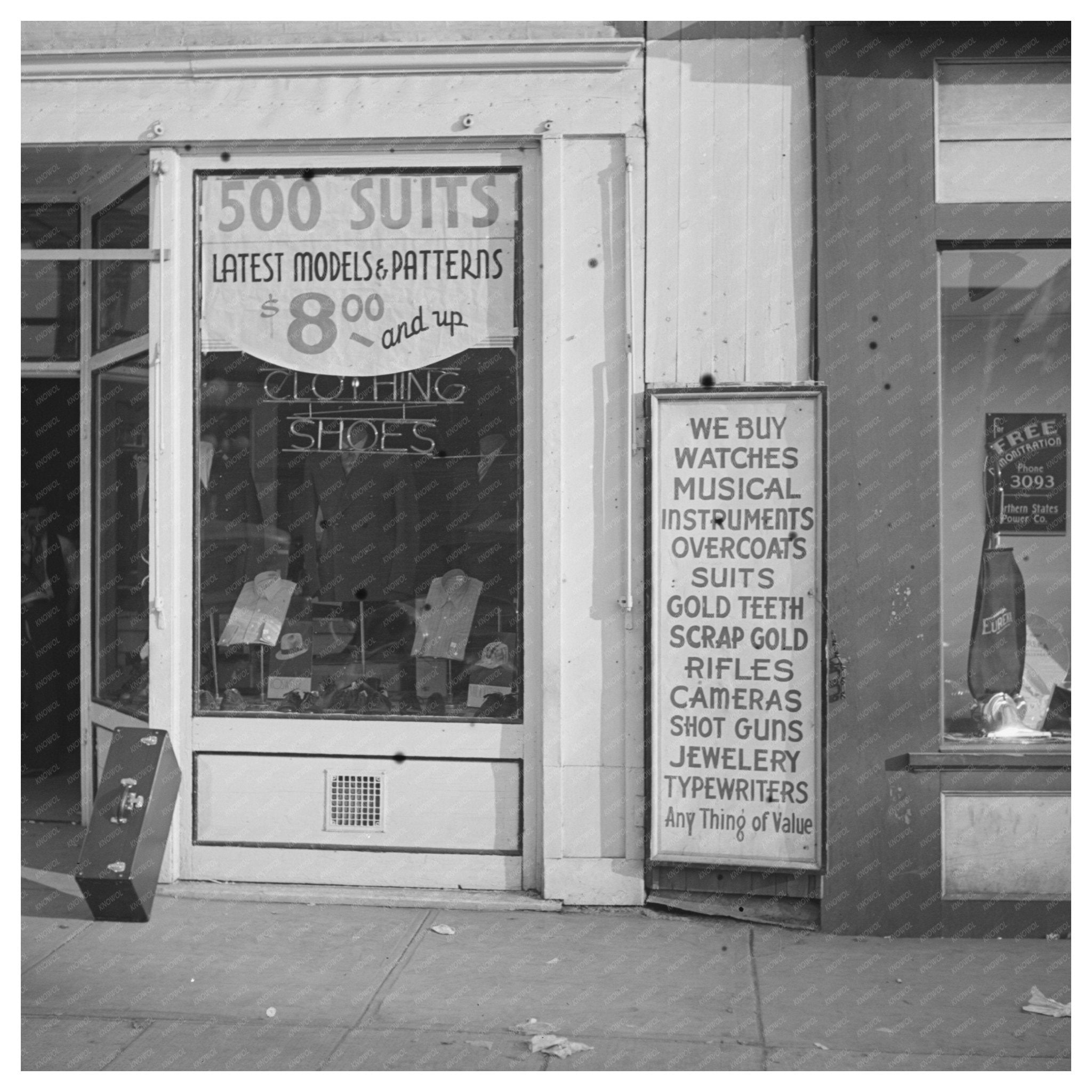 1937 Vintage Clothing Store Window in Grand Forks ND - Available at KNOWOL