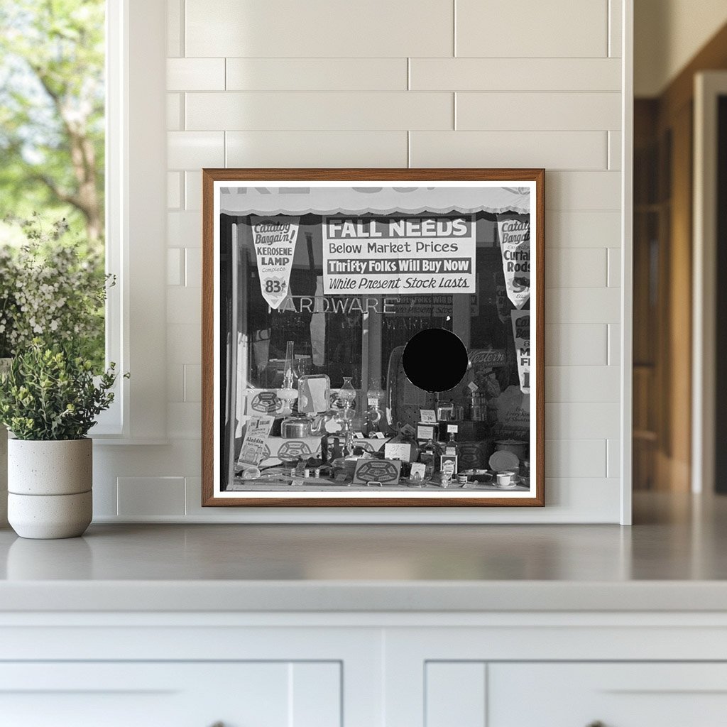 1937 Vintage Hardware Store Window in Crosby North Dakota - Available at KNOWOL