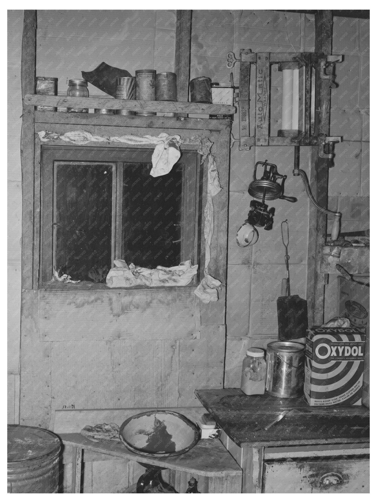 1937 Vintage Kitchen Window in Dust Storm Affected Area - Available at KNOWOL