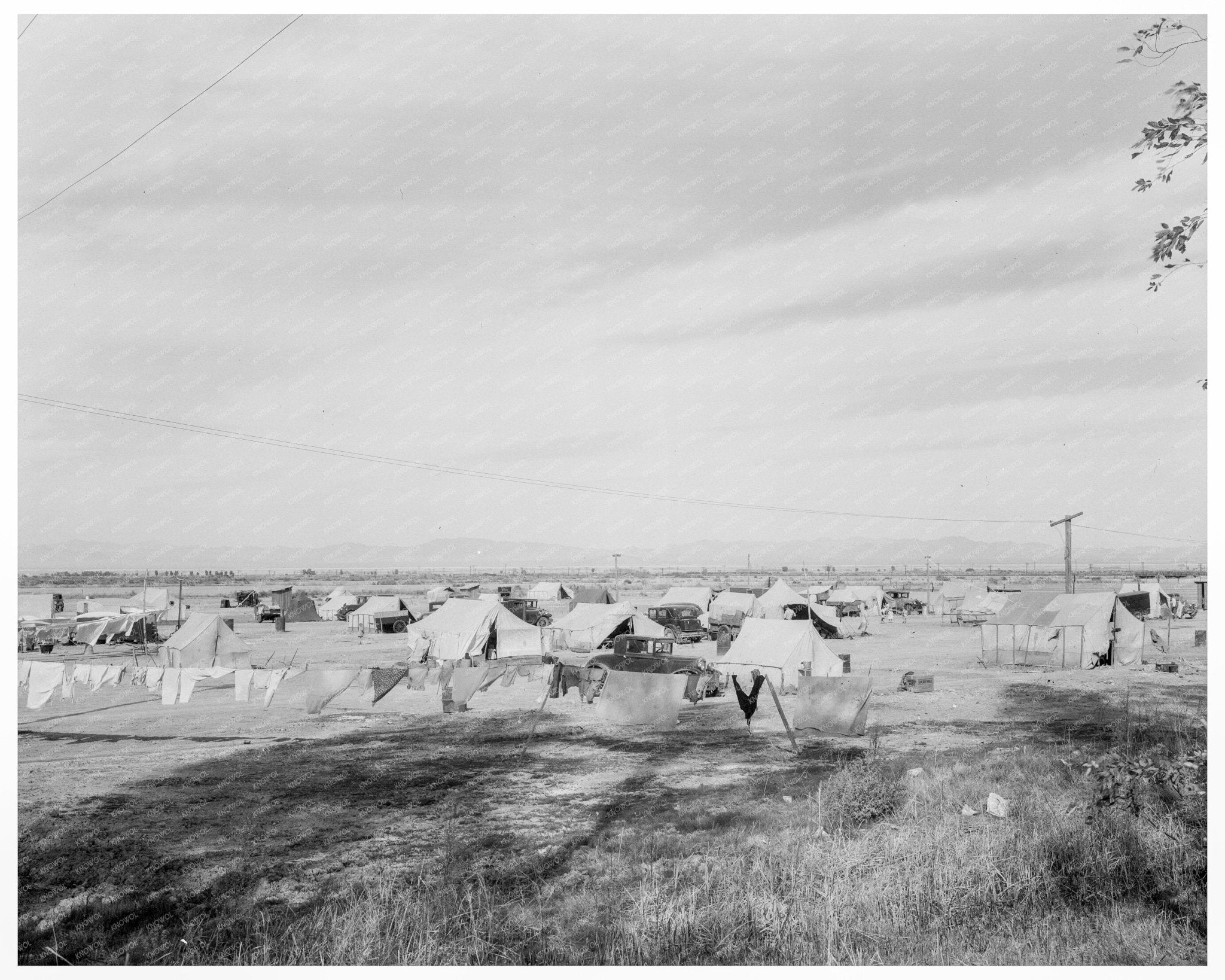 1937 Vintage Photo of Dust Bowl Migrant Auto Camp California - Available at KNOWOL
