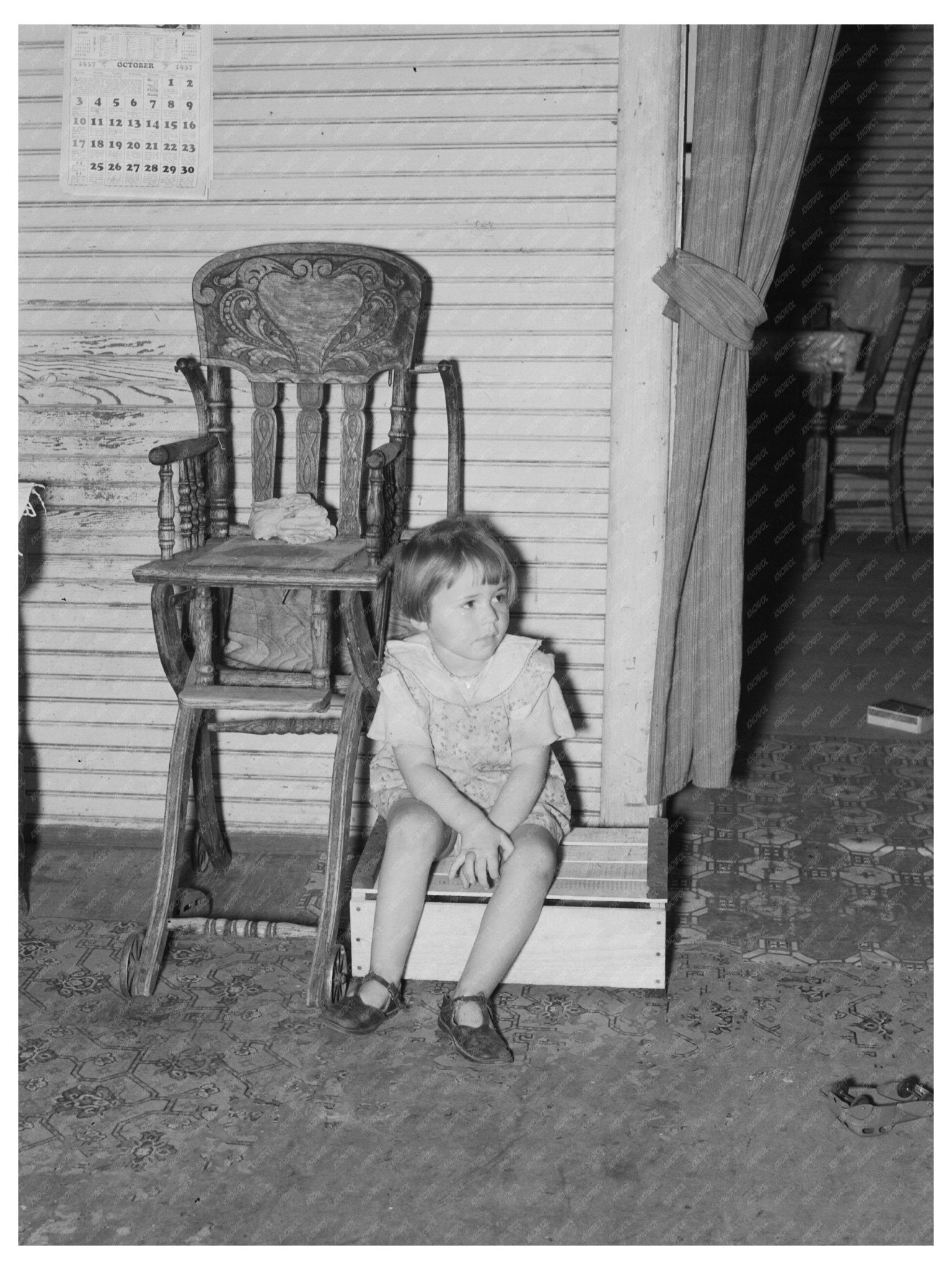 1937 Vintage Photo of Farm Laborers Daughter in Highchair - Available at KNOWOL