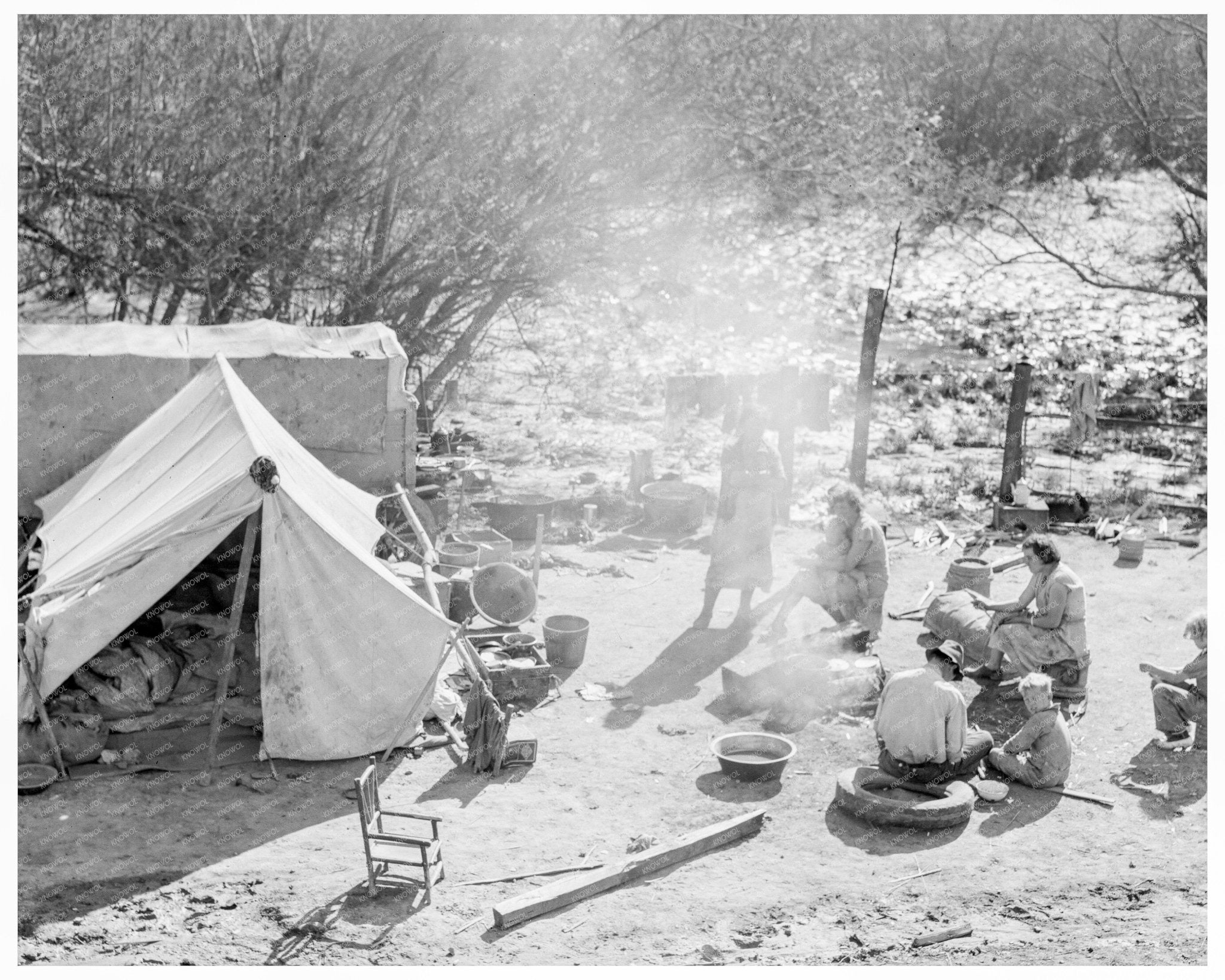 1937 Vintage Photograph of Families Camping in California - Available at KNOWOL