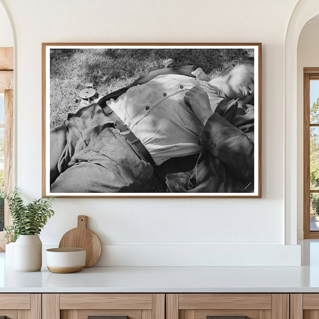 1937 Vintage Photograph of Laborer Sleeping in Minneapolis Park - Available at KNOWOL
