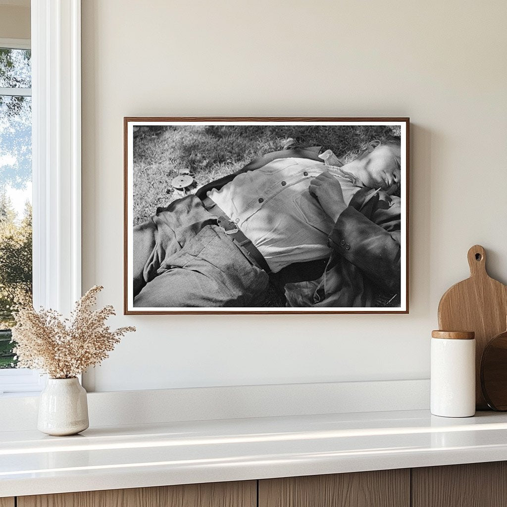 1937 Vintage Photograph of Laborer Sleeping in Minneapolis Park - Available at KNOWOL