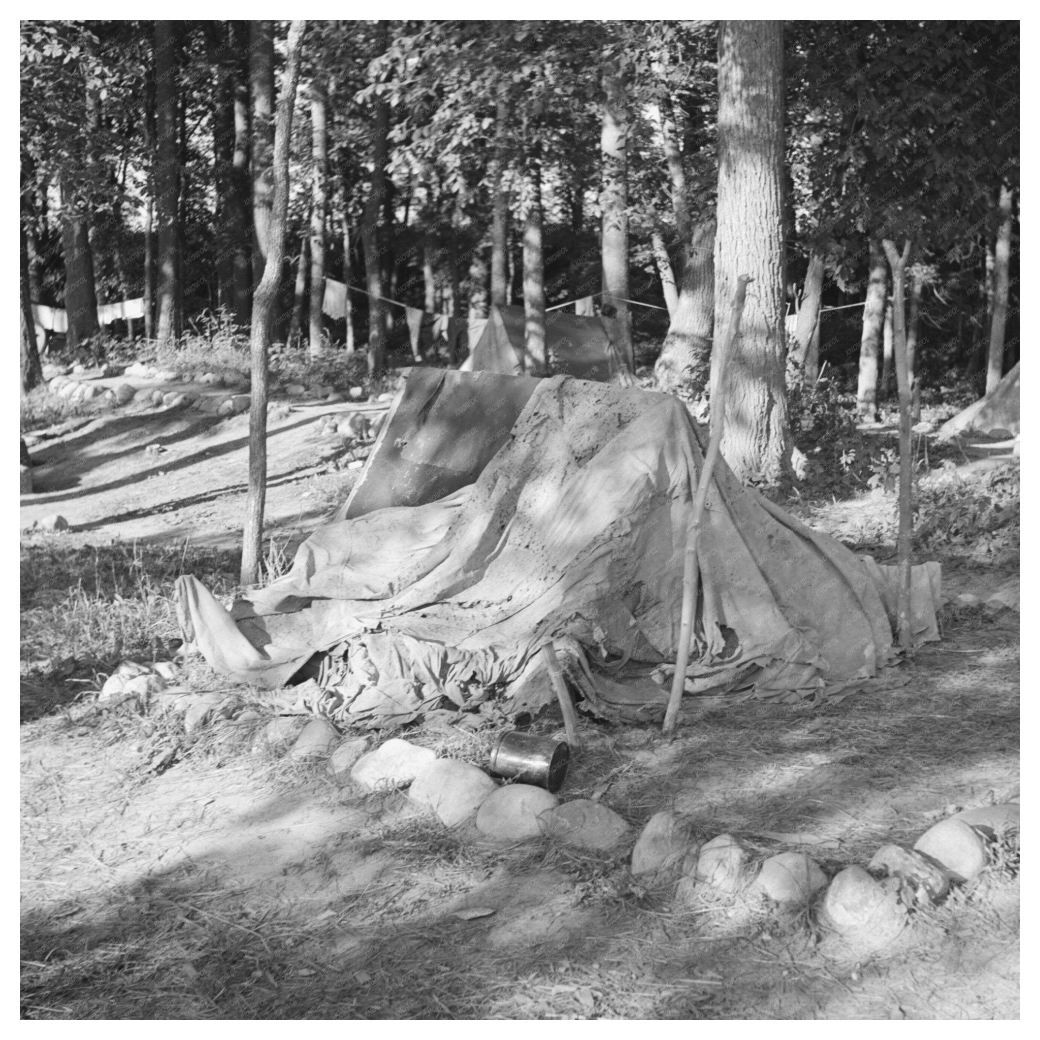 1937 Vintage Tent for Blueberry Pickers in Minnesota - Available at KNOWOL