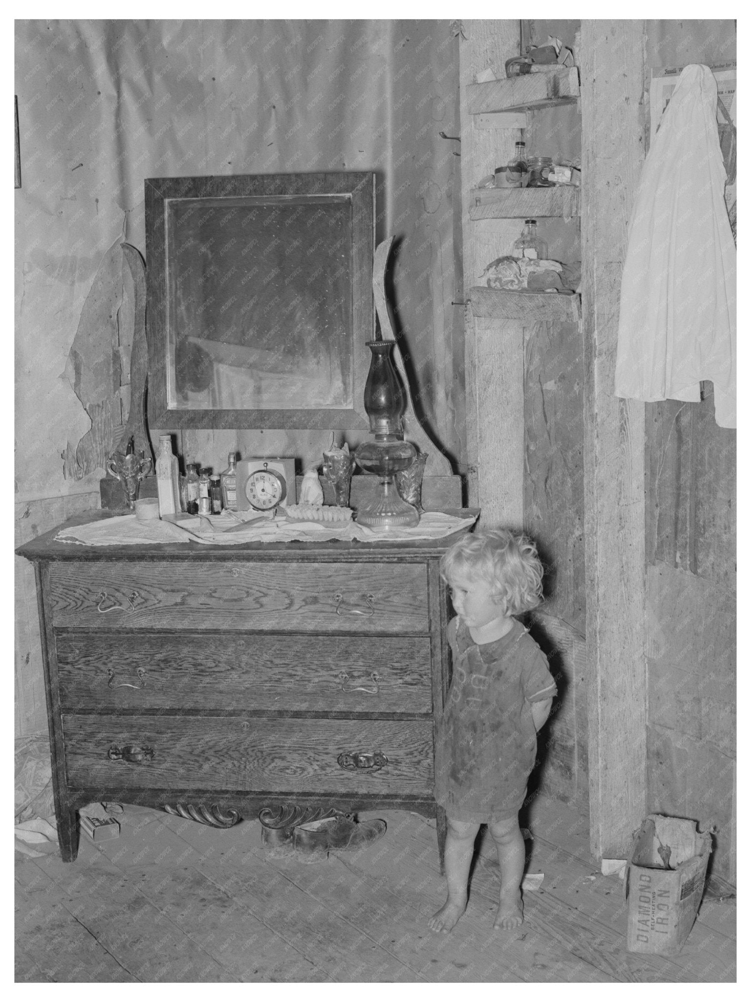 1938 Vintage Image of a Child in Missouri Shack - Available at KNOWOL