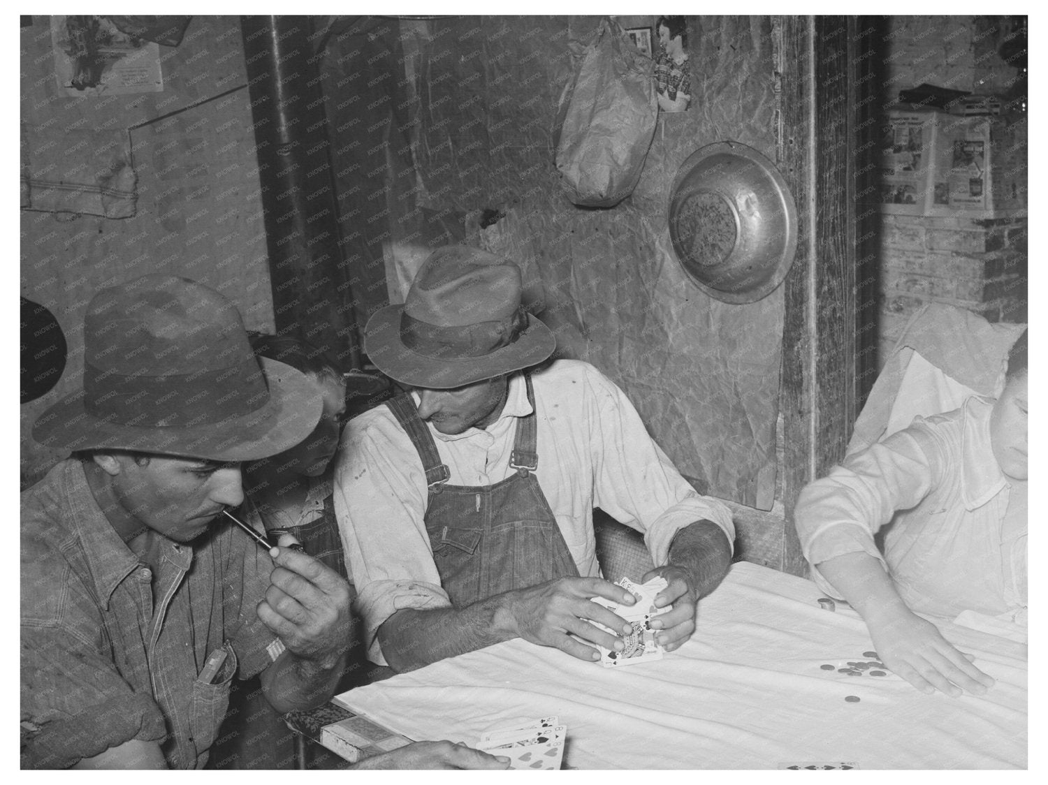 1938 Vintage Photo of Day Laborers Playing Poker in Louisiana - Available at KNOWOL