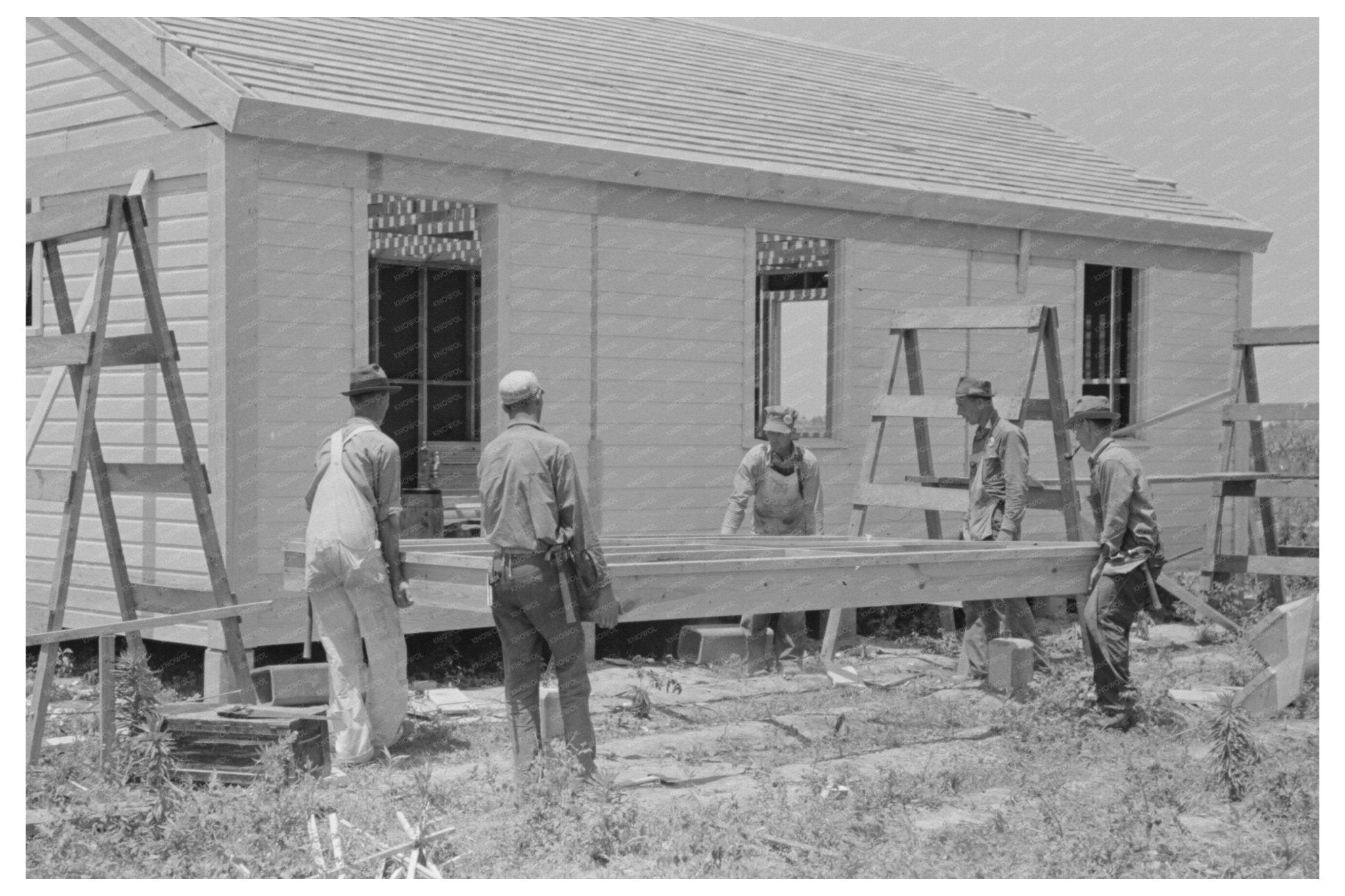 1938 Vintage Photo of Porch Floor Assembly in Missouri - Available at KNOWOL