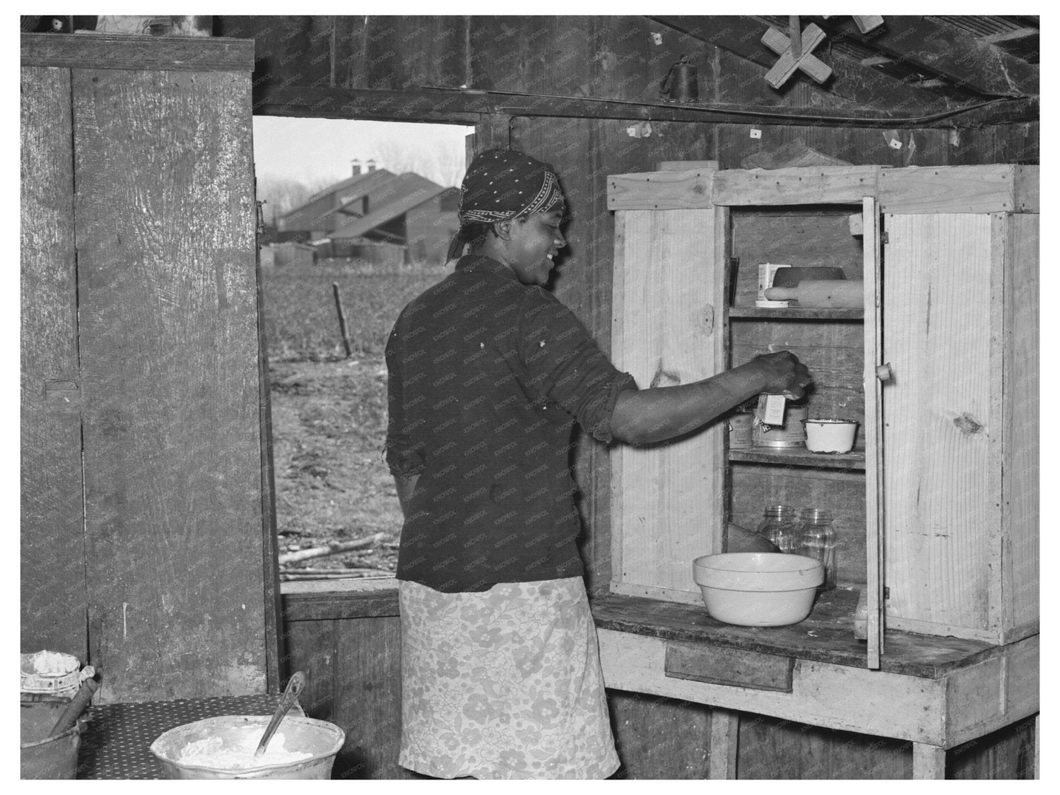 1939 Kitchen Corner in Sharecroppers Cabin Louisiana - Available at KNOWOL