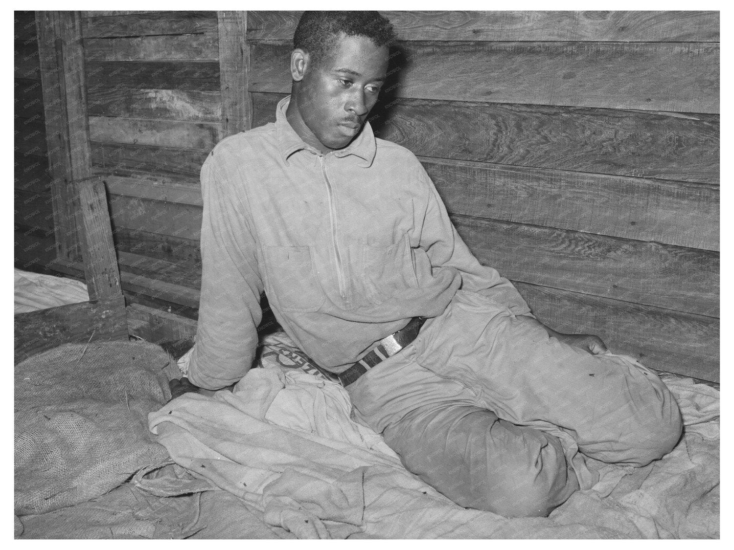 1939 Strawberry Worker in Bunkhouse Louisiana Image - Available at KNOWOL